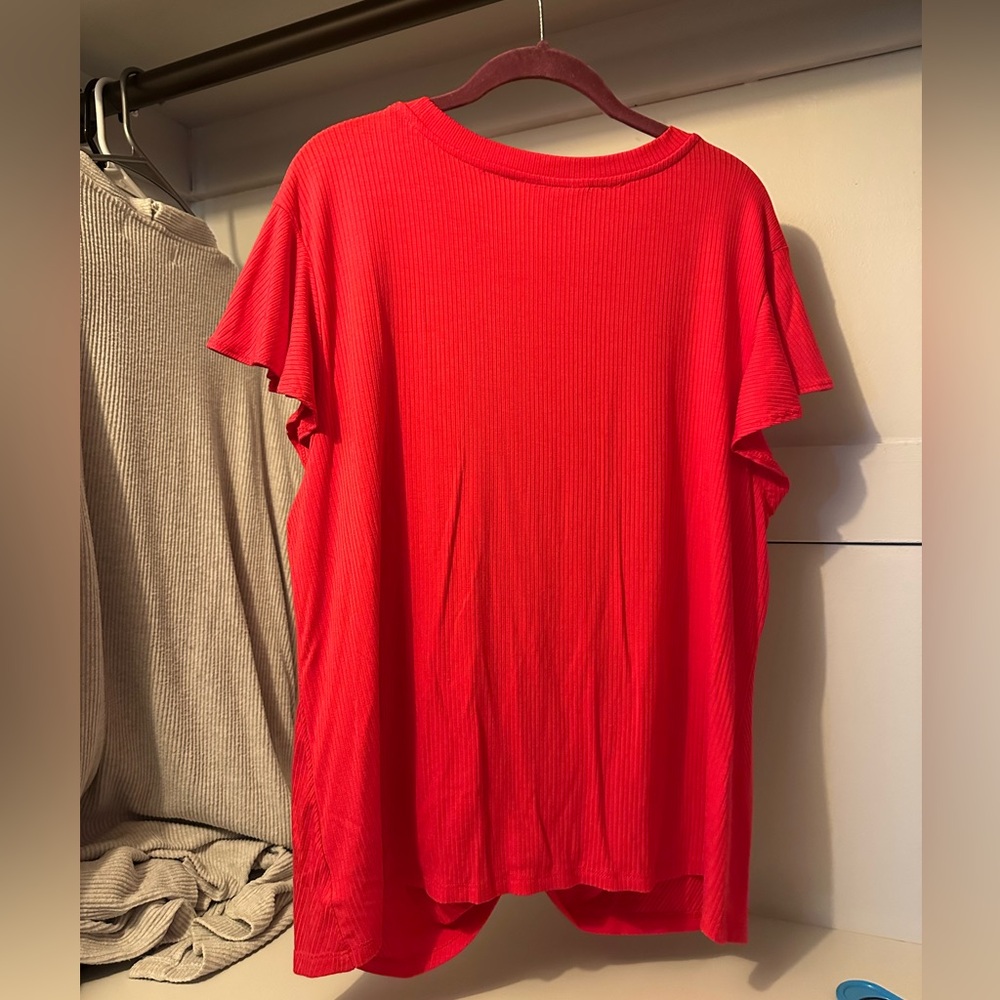 Time and Tru HOT PINK Relaxed Tie Front Short Sleeve T-Shirt - Picture 5 of 5